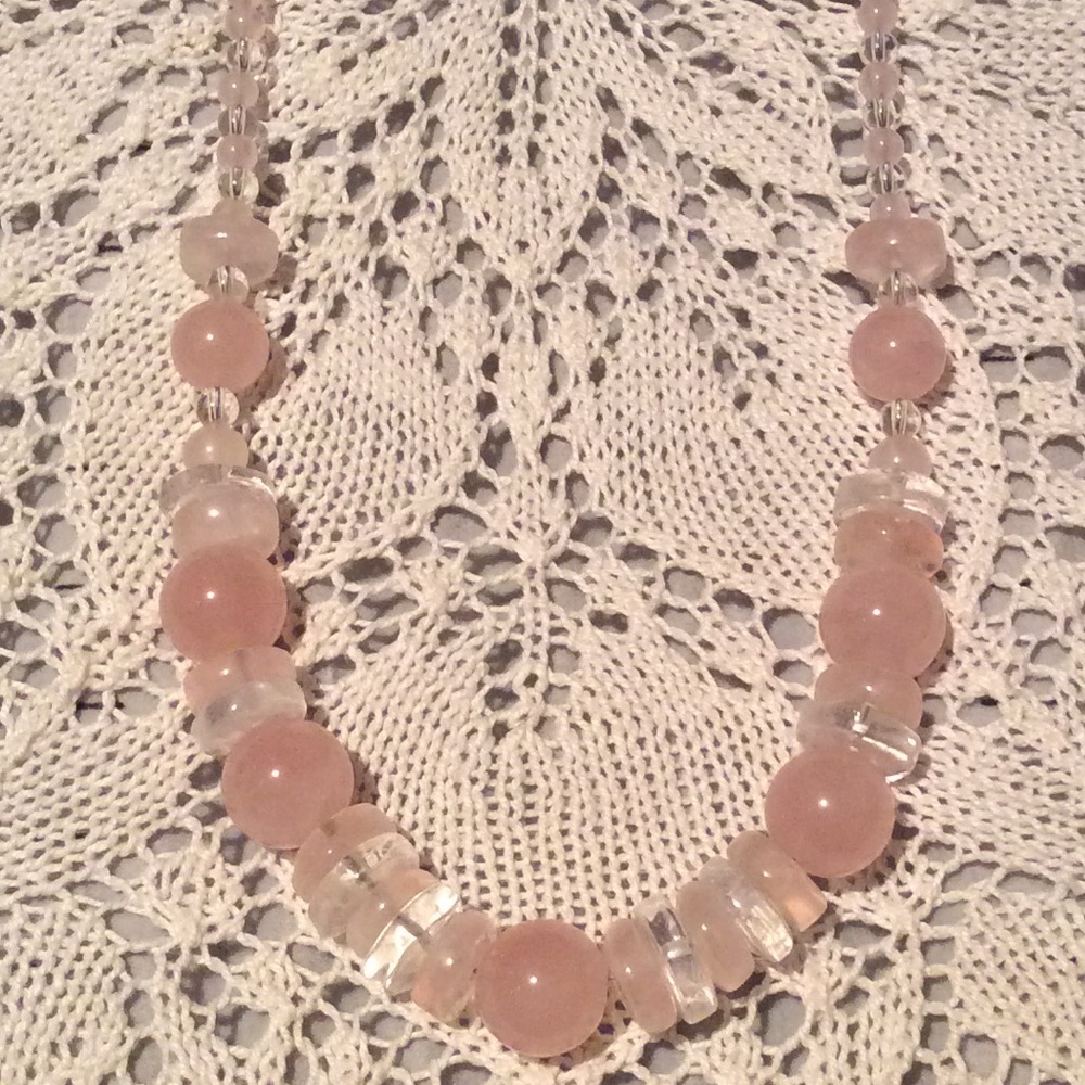 Rose & clear Quartz necklace ⭐️ sterling silver ⭐️ - Picture 3 of 6